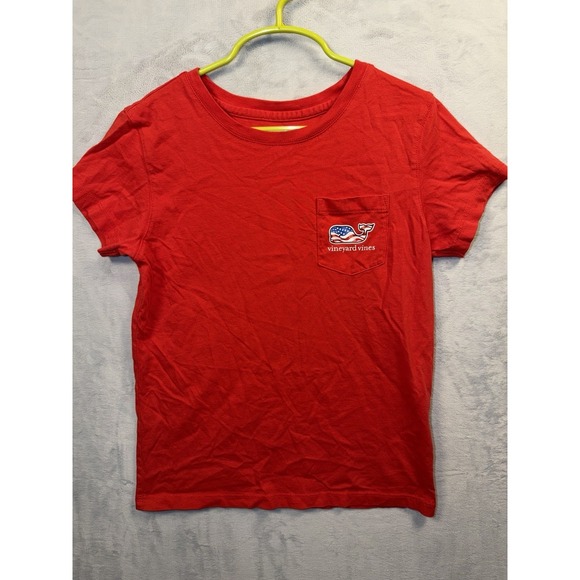 Vineyard Vines Other - Vineyard Vines Girls Red American Flag Whale Pocket T-Shirt Medium 10-12